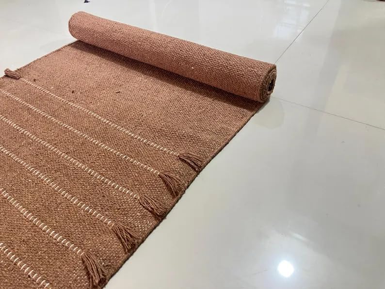 Payal Rugs Cotton Yoga Mat - Eco-Friendly Hand-Woven Rug - Non Slip & Thick (24”x72”x5mm) for Yoga Everyday Fitness at Home - Comfortable Extra-Long