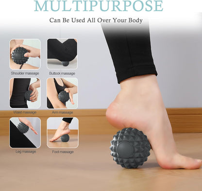 JIEJUNJI Massage Balls Set for Deep Tissue Muscle Relief, Trigger Point & Myofascial Release, Full Body Use for Back, Neck, Shoulder, Foot & Hip (Peanut Ball Set)