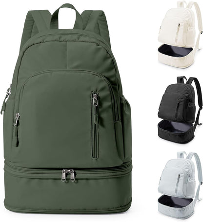 Gym Backpack for Women Men, Dance Backpacks With Shoe Compartment, Sports Back pack For Yoga Fitness Beach Hiking Sports(Green)