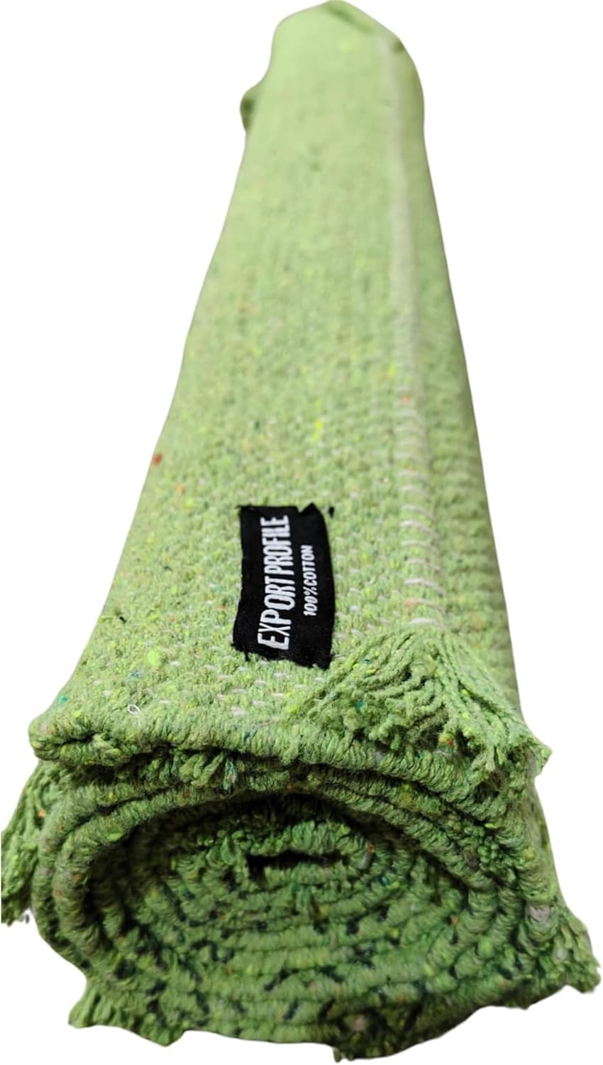 Indian Handmade100 % Organic Anti Skid Multi Colour Cotton Yoga Mat - Eco-Friendly Hand-Woven Rug - Non-Slip & Thick (24”x72”x5mm) for Hot yoga & Everyday Fitness at Home - Comfortable & Foldable Extra-Long Mat