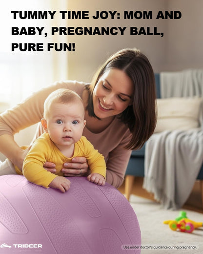 Trideer Pregnancy Birthing Ball, 1.7mm Extra Thick Yoga Ball for Maternity, Labor, Physio, Recovery, Exercise Guide & Daily Comfort Tips for All Trimesters, 1000LB Anti-Burst Non-Slip Stability Ball