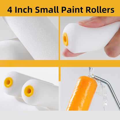 Mister Rui Foam Paint Roller, 4 Inch Paint Roller 10 Pack, Small Paint Roller, Foam Paint Roller 4 Inch, Small Foam Paint Roller High Density, 4 Inch Foam Rollers for Painting Walls, Cabinets