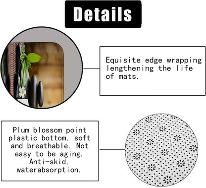 4PCS Spa Zen Shower Curtain Sets with Rugs, White Shower Curtain, Pink Floral Orchid Lotus Water Lily Stone Bamboo Water Reflection Yoga Massage Relaxing Spiritual Meditation Bathroom Decor