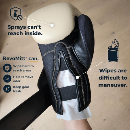 Sports Gear Cleaning Mitts - Pre-Moistened Mitts to Clean and Deodorize Shoes, Yoga Mats, Boxing Gloves, Cleats, Helmets, & More - 20 Count