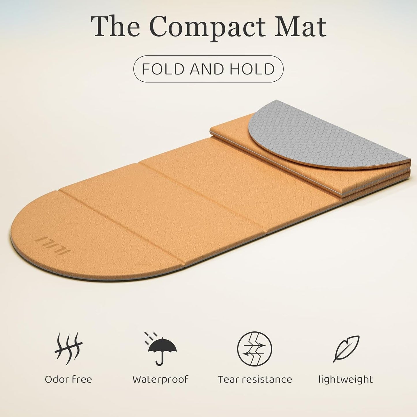ILILI Foldable Yoga Mat-Semicircular, 10mm Thick, TPE Material, Extra Long 75"L x 26"W, Soft and Comfortable Folding Oval Mat 0.4 Inches, Easy to Carry and Store, 190*66cm Portable Multi-Functional Use for Yoga, Home Exercise & Outdoor