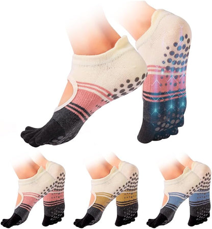 Pilates Socks with Grips for Women,Yoga Socks, Non-Slip Yoga Sock with Toe Separators, Pilates Non Slip Sock