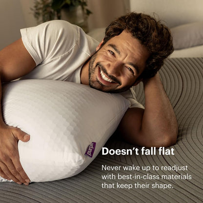 Purple Harmony Pillow – Talalay Latex Foam Cooling Pillow for Combo or Side Sleepers, 360º Hex GelFlex Grid for No-Pressure Support and Luxurious Weightless Feel - Standard, Medium Feel, Low Height