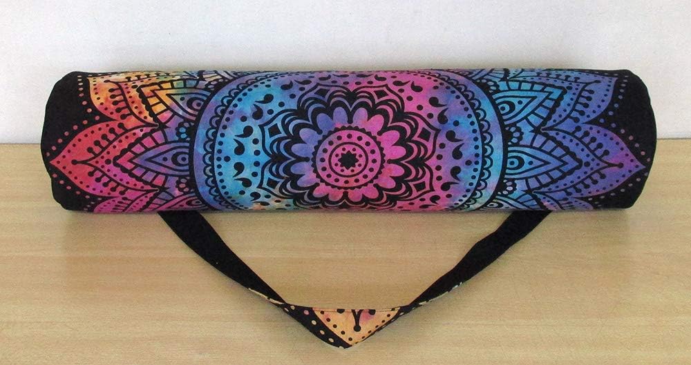 INDIAN CRAFT CASTLE ICC Yoga Mat Bag Carrier Full-Zip Exercise Yoga Mat Carry Bag for Women Men with Multi-Functional Storage Pockets and Adjustable Shoulder Strap 26X6 Inches
