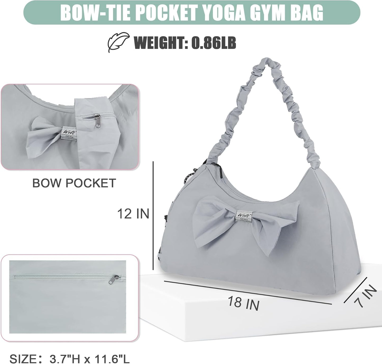 WOLT Gym Bag For Women, Yoga Mat Bag with Shoes Compartment, Wet Pocket and Water Bottle Pocket