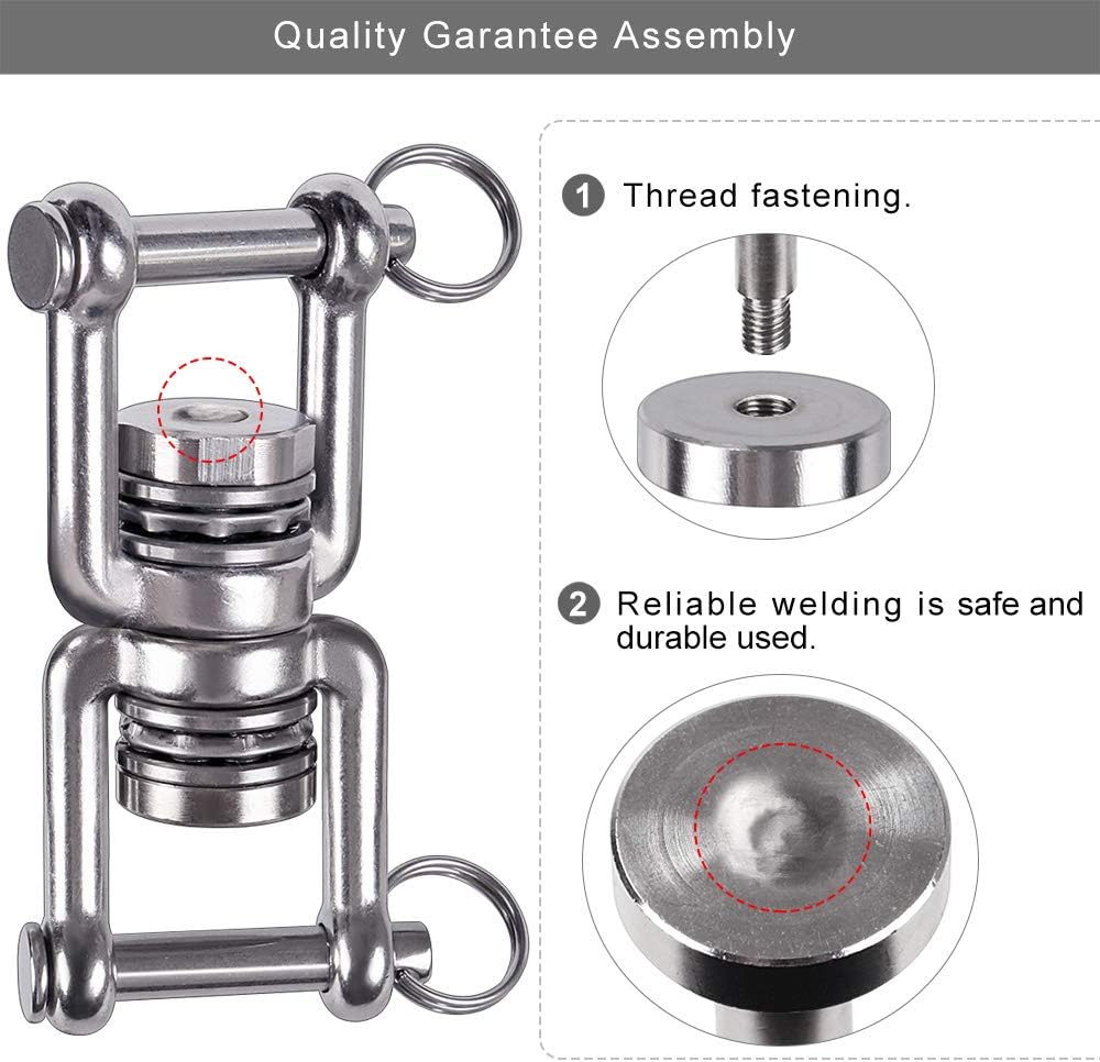 BeneLabel Dual Hanging Rings Hammock Swing Hanger, Swivel Stainless Steel Mounting Bearing Set D Shape Open Loop for Indoor Outdoor Playground Chair Yoga Rope Punching Bag Sandbag