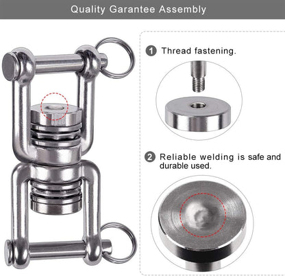 BeneLabel Dual Hanging Rings Hammock Swing Hanger, Swivel Stainless Steel Mounting Bearing Set D Shape Open Loop for Indoor Outdoor Playground Chair Yoga Rope Punching Bag Sandbag