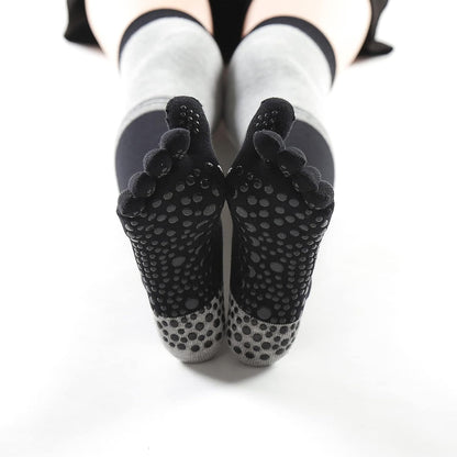 Verdancy Yoga Pilates Toe Socks - Toeless With Grips for Women, Non-Slip Cushioned Over Knee Thigh High