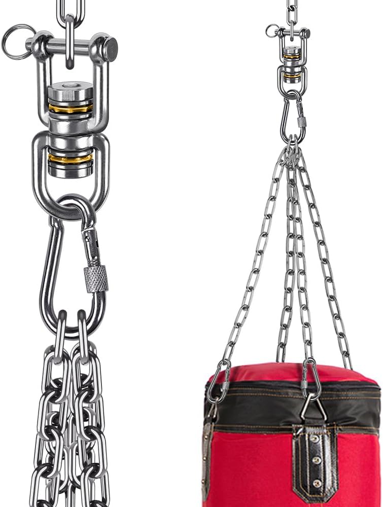 BeneLabel Dual Hanging Rings Hammock Swing Hanger, Swivel Stainless Steel Mounting Bearing Set D Shape Open Loop for Indoor Outdoor Playground Chair Yoga Rope Punching Bag Sandbag