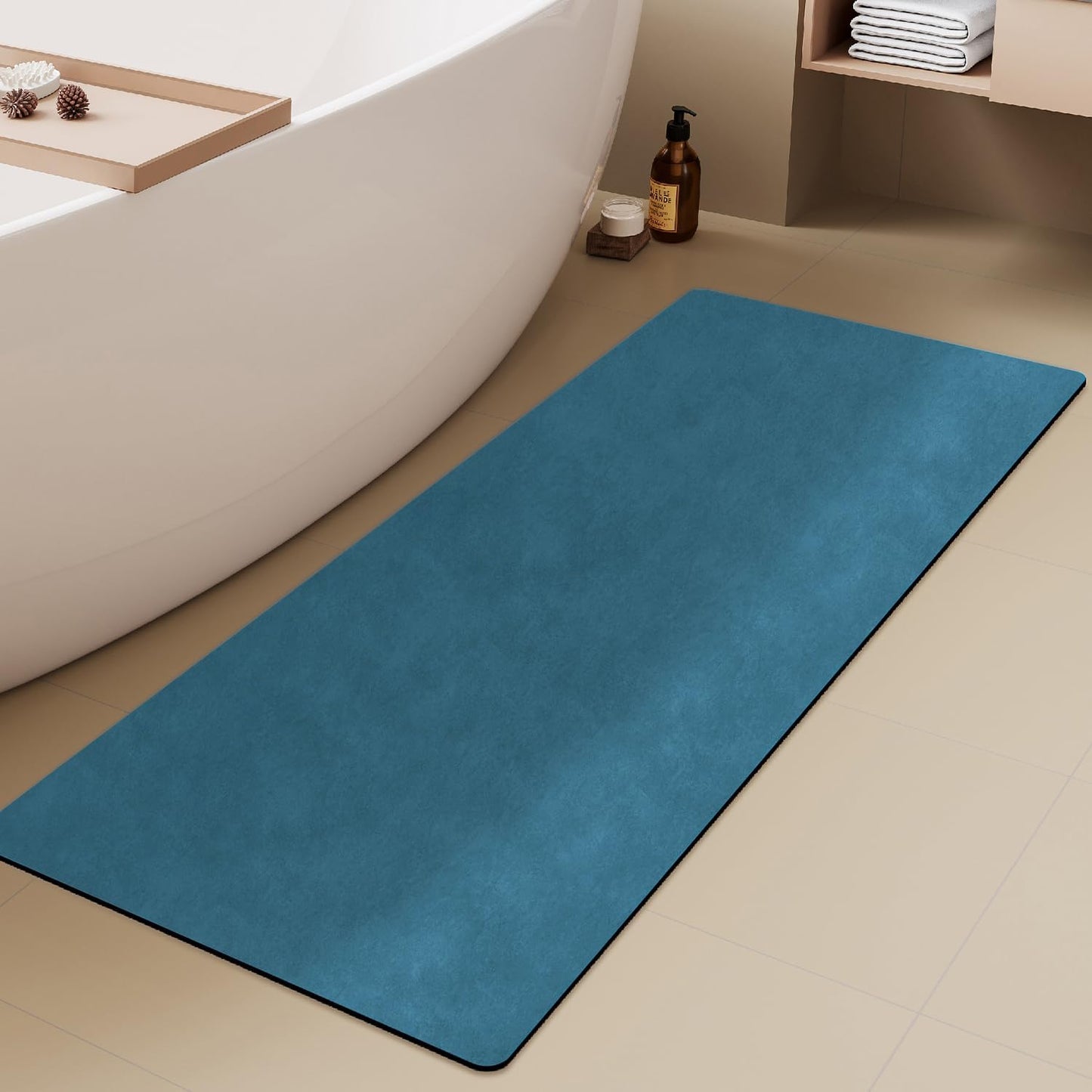 TYUU Bath Mat, Bathroom Rugs Non Slip Washable Thin Absorbent Quick Dry Bath Mat Fits Under Door Bathroom Floor Mat Perfect for Bath, Shower, or Sink 24"x36" Dark Grey