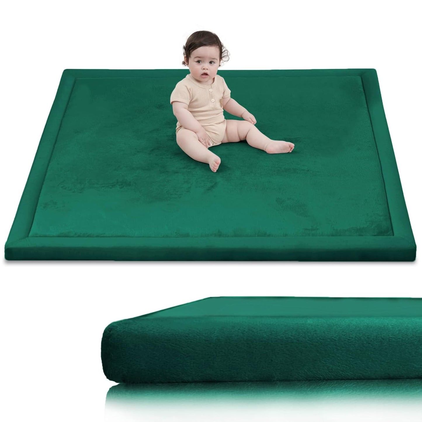 Baby Play Mat for Floor,1.3" Thick Memory Foam Tummy Time Mat,Soft Coral Velvet Nursery Rug,Large Non Slip for Crawling,Toddlers,Infants,Kids,Yoga & Tatami Style for Living Room(Dark Gray)