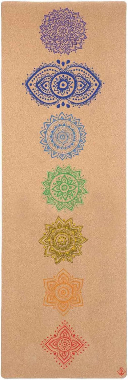 Shakti Warrior Chakra Cork Yoga Mat - Extra Long & Wide, Non Slip, Non Toxic, Great for Yoga, Pilates & Workout (84 x 27 x 2mm Thick)