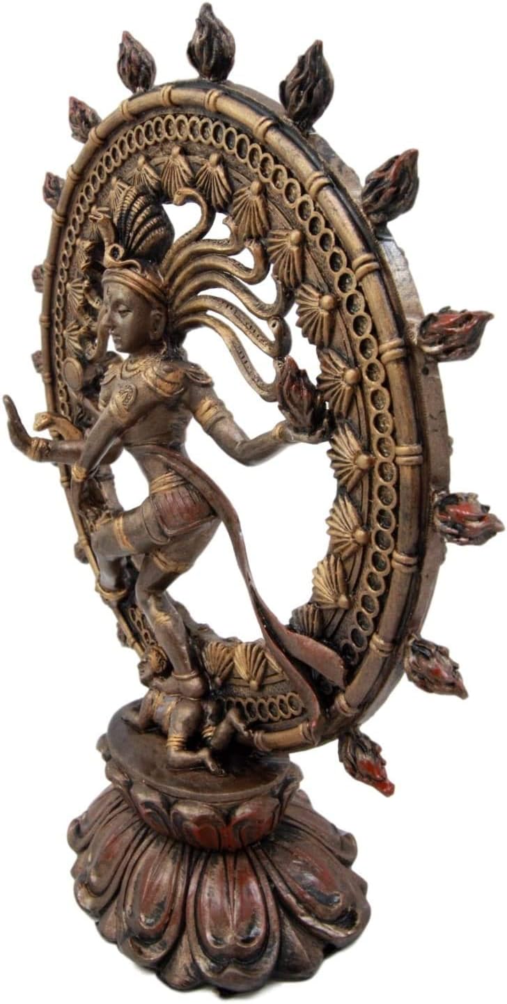 Ebros Gift 9" Tall Hindu Shiva Nataraja by Fire Wheel Statue Lord of The Dance Cosmic Dancer God Statuette Sanskrit Hinduism Supreme Deity Altar Eastern Enlightenment Yoga Figurine