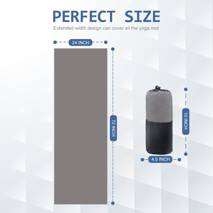 Eunzel 2 Pack Hot Yoga Towel, Non-Slip Yoga Mat Towel with Grip Dots Stickyfiber Sweat Absorbent Towel for Hot Yoga, Pilates and Workout 72" x 24", Blue