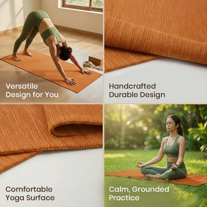 LFH Home Handmade Cotton Yoga Mat Cotton Rug picnic mat For Exercise, Workout, Fitness - Perfect Heavy Quality Eco Friendly Natural Cotton Woven Reversible Yoga Mats for Men & Women - 72x26 Inch.
