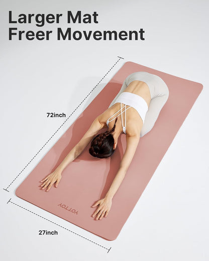 YOTTOY Yoga Mat,Non-Slip Hot Yoga Mat with Anti-Tear Design and Friendly Natural Rubber Mat with Strap and Bag