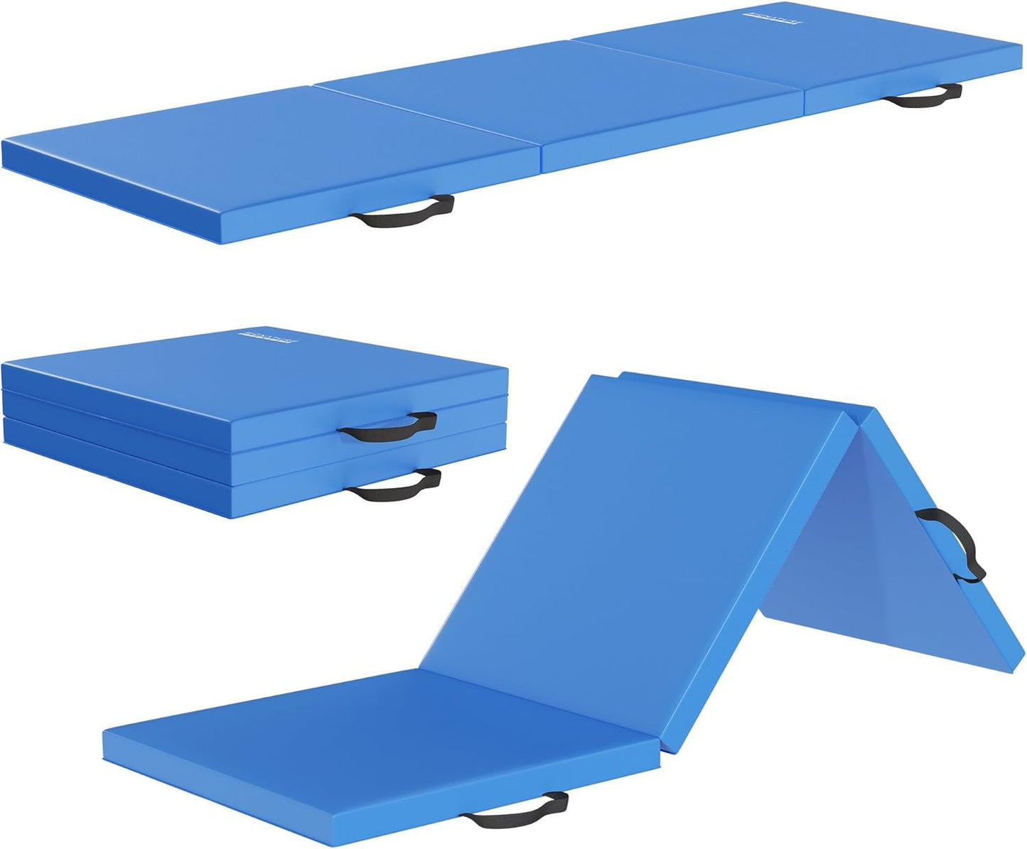 Fitvids Folding Exercise Gymnastics Mat for Tumbling, 2'x6'x2" Gym Workout Mat with Carrying Handles High-Density Anti-Tear Portable Fitness Aerobics Mats for Home Gym Yoga Pilates MMA Core Training
