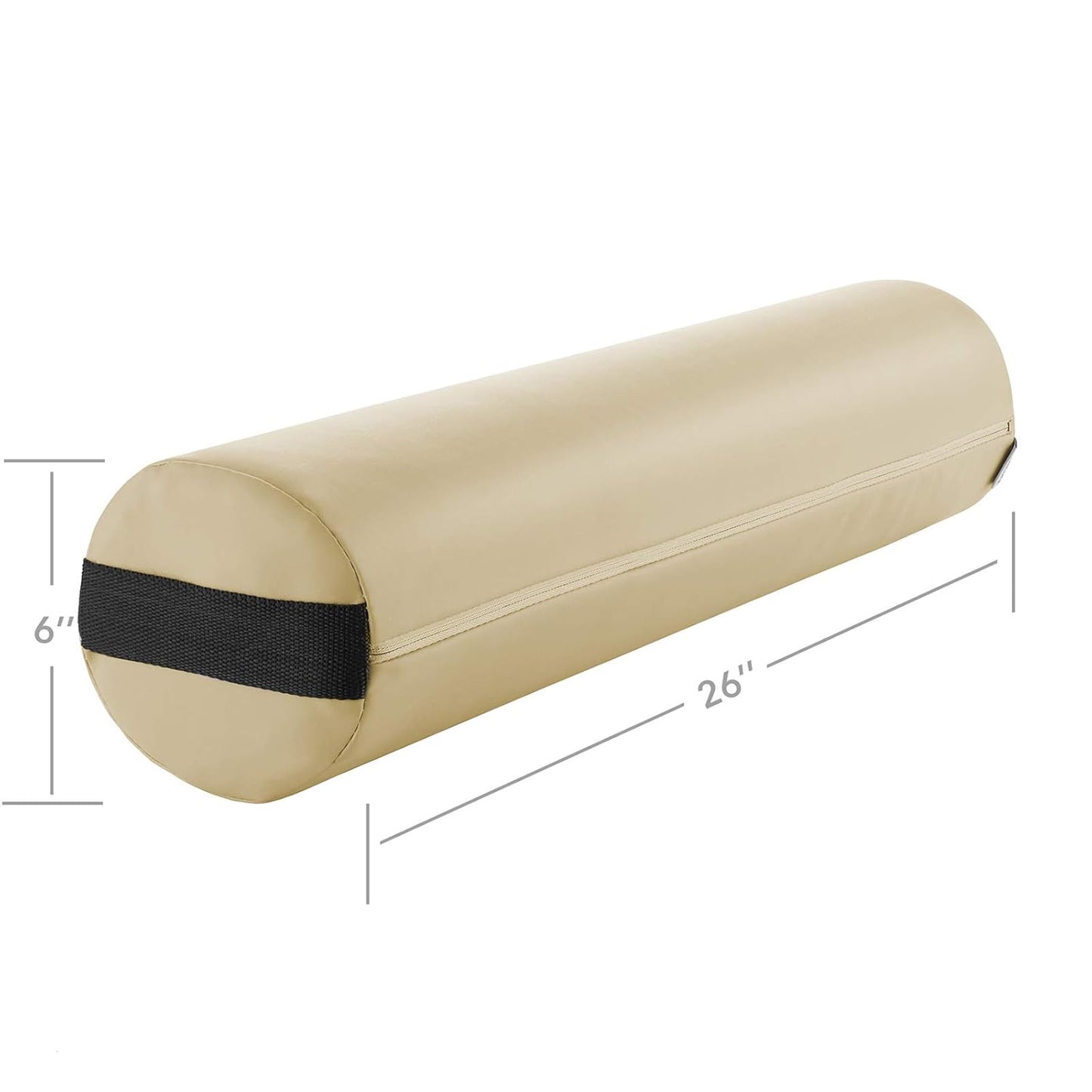 Saloniture Full Round Massage Table Bolster Pillow Pad - 26 x 6 Inch - Black