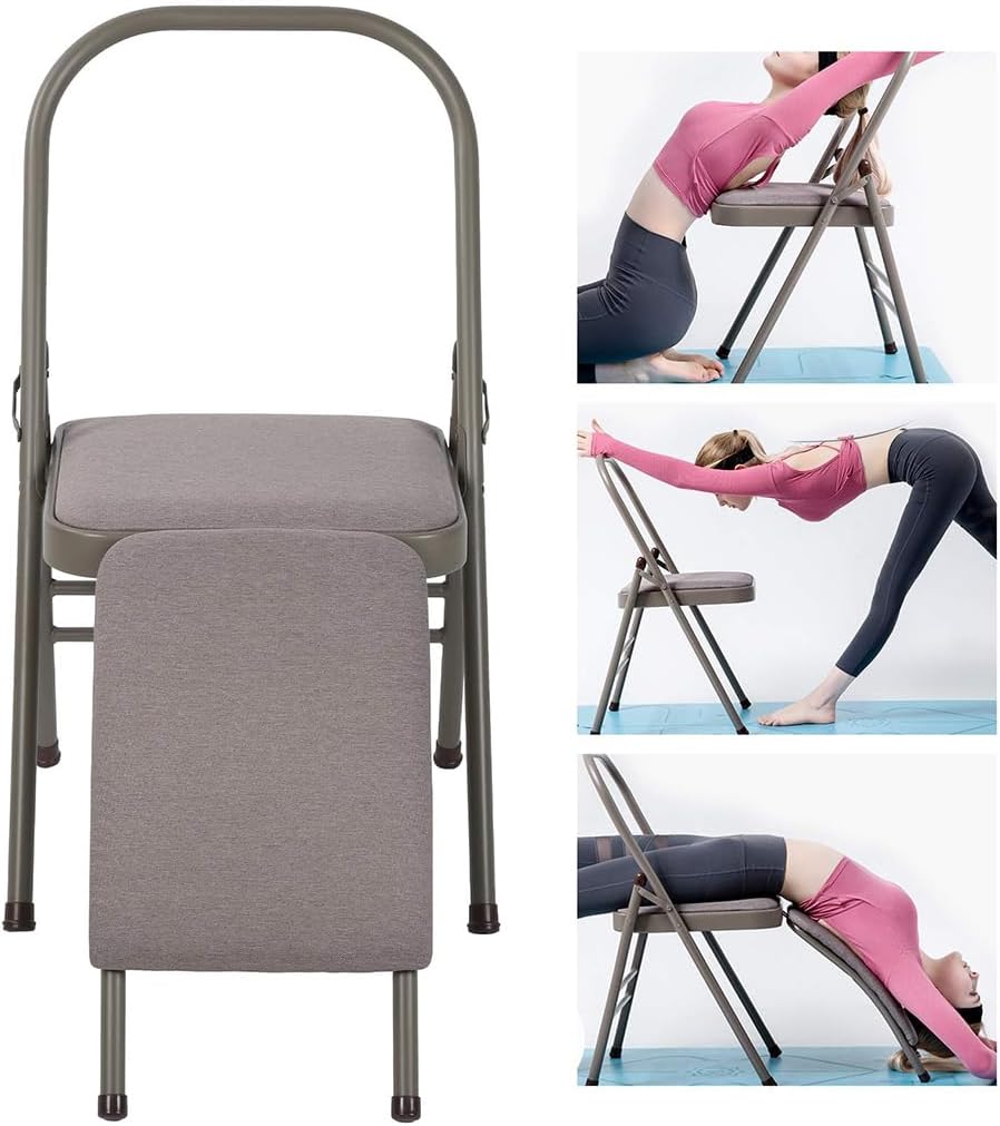 Yoga Chair with Lumbar Support,Multifunctional Yoga Stool with Removable Cushion,Yoga Assist Chair with Lumbar Support,Pilates Yoga Chair,Yoga Inversion Chair