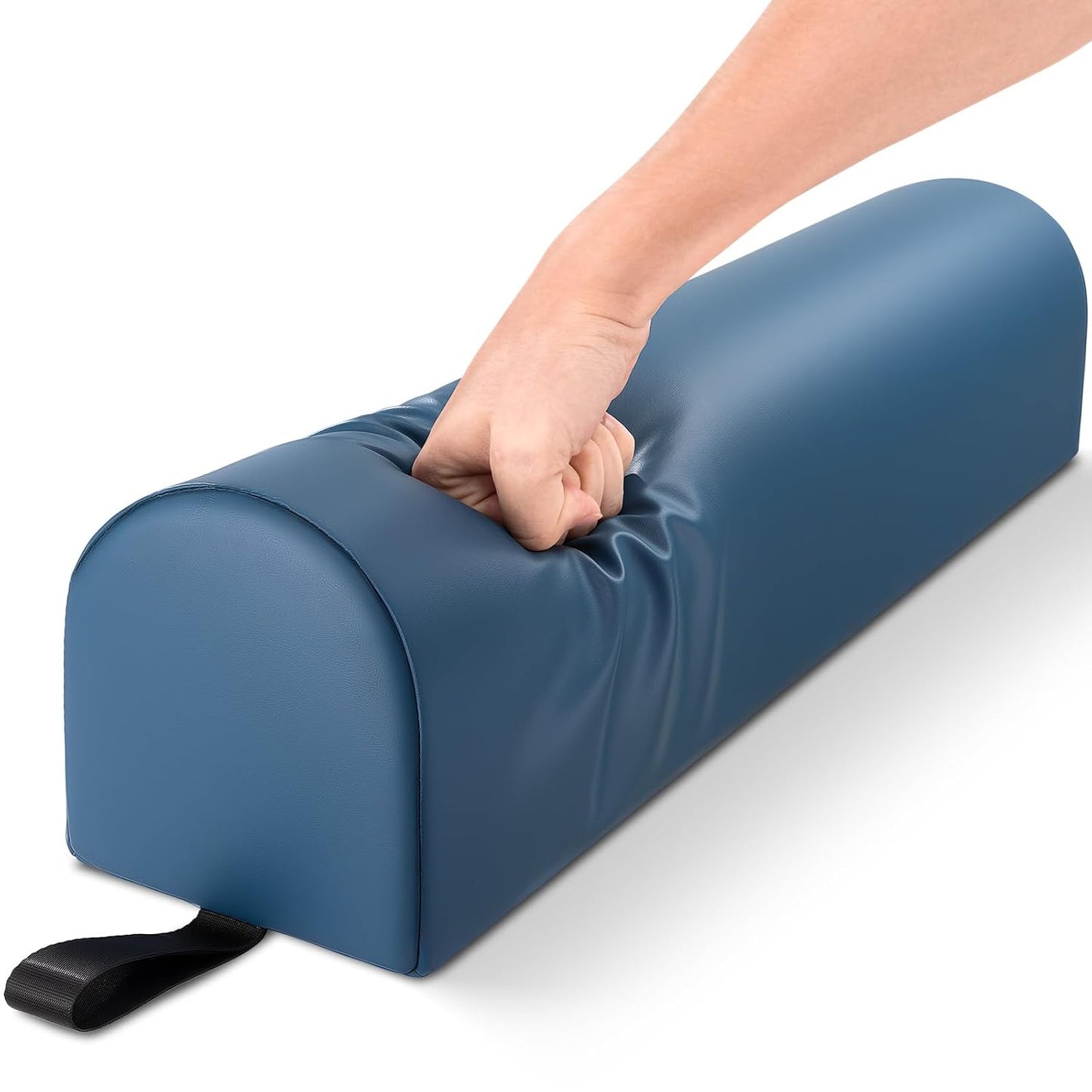 Noverlife Full Round Bolster Pillow, 6" x 26" Massage Bolsters for Under Legs/Neck/Back Pain Relief, Knee Bolster with Strap Handle, Physical Therapy Bolsters for Massage Table Bed Yoga Pillow, Blue