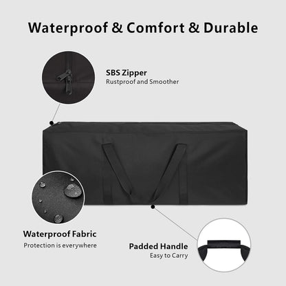 TOPDesign 1-Pack 46 Inch Extra Large Zippered Duffel Bag for Travel Camping Sports Equipment Storage, Waterproof Foldable Luggage Bag with Padded Handles (Black)