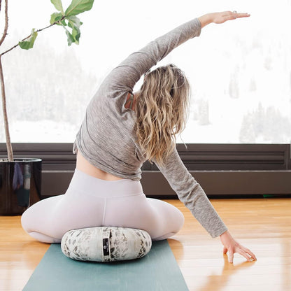 Hugger Mugger Zafu Meditation Cushion - Support in Cross-Legged Sitting, Buckwheat Filled, Durable Fabric, Convenient Handle, Handmade in USA