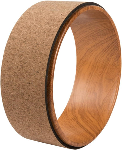 Natural Cork Yoga Wheel for Backbend and Stretching Durable Exercise Circle for Yoga Training Massage Tool for Back Pain Relief and Muscle Warm-up