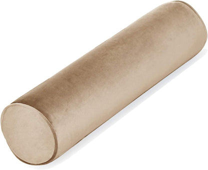 Tinbolunce Memory Foam Roll Pillow for Knee/Leg/Neck - Full Moon Bolster/Round Cylinder Pillow for Sleeping on Side or Back - Removable Cooling Cover Length 18" x 6" Diameter (Gray Pink)