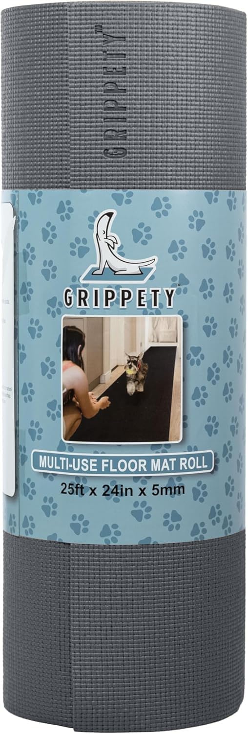 Slip-Resistant Floor Mat Roll & Yoga Mat – 25ft x 24" x 5mm – Cut-to-Fit Hallway Runner, Kitchen Mat, Drawer Liner, Shelf Liner, Bench Mat, Washable Pet Crate Pad, Cabinet Liner – Mocha