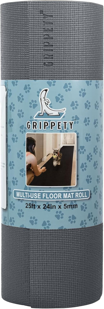 Slip-Resistant Floor Mat Roll & Yoga Mat – 25ft x 24" x 5mm – Cut-to-Fit Hallway Runner, Kitchen Mat, Drawer Liner, Shelf Liner, Bench Mat, Washable Pet Crate Pad, Cabinet Liner – Mocha