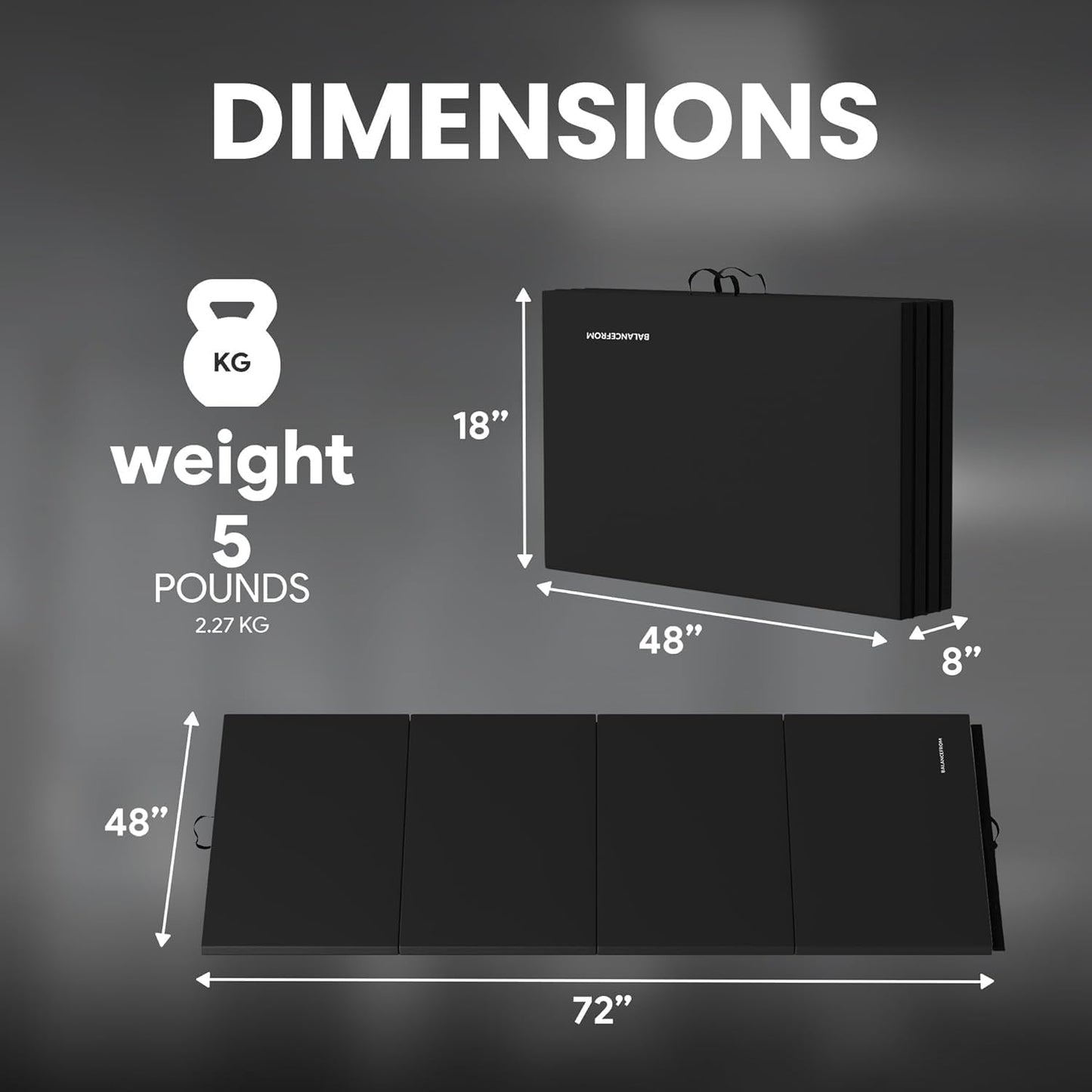 BalanceFrom 6x4 Feet 4-Panel Folding Gymnastics Mat – 2-Inch Thick Pad with Vinyl Surface and Carrying Handles for Tumbling, Yoga, Pilates, Home Workouts, and Martial Arts