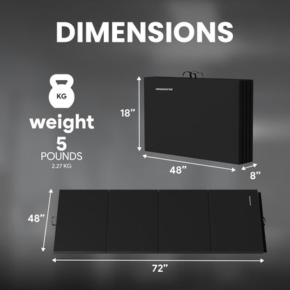 BalanceFrom 6x4 Feet 4-Panel Folding Gymnastics Mat – 2-Inch Thick Pad with Vinyl Surface and Carrying Handles for Tumbling, Yoga, Pilates, Home Workouts, and Martial Arts