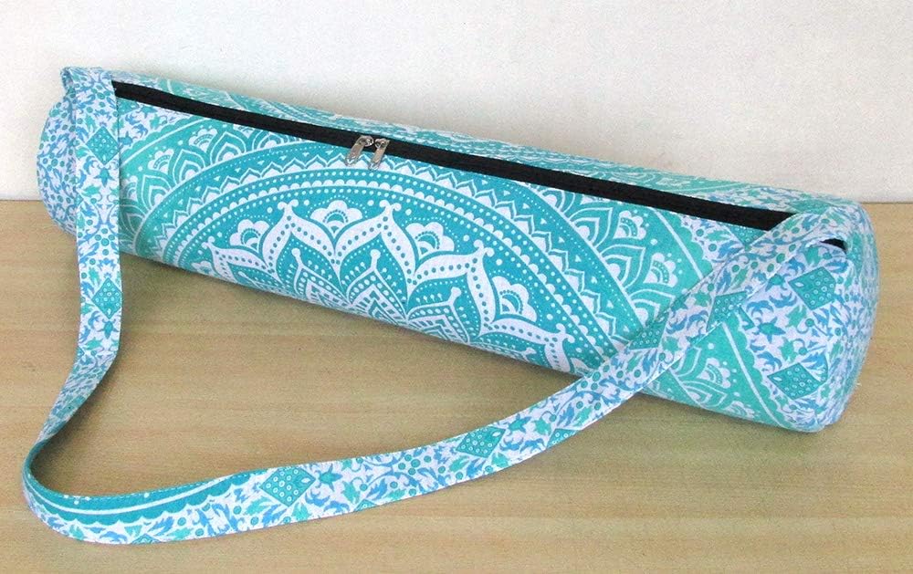 INDIAN CRAFT CASTLE ICC Yoga Mat Bag Carrier Full-Zip Exercise Yoga Mat Carry Bag for Women Men with Multi-Functional Storage Pockets and Adjustable Shoulder Strap 26X6 Inches