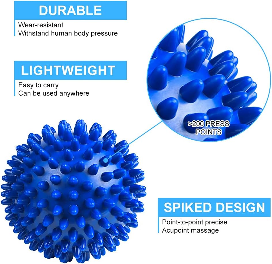 URAQT Spiky Massage Ball Set, 2 Pack Physical Therapy Massage Balls, Hard Lacrosse Ball & Spiky Massage Ball for Myofascial Release and Trigger Point Deep Tissue Massage (Red)