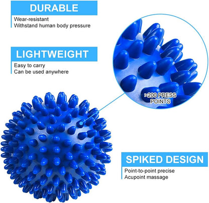 URAQT Spiky Massage Ball Set, 2 Pack Physical Therapy Massage Balls, Hard Lacrosse Ball & Spiky Massage Ball for Myofascial Release and Trigger Point Deep Tissue Massage (Red)