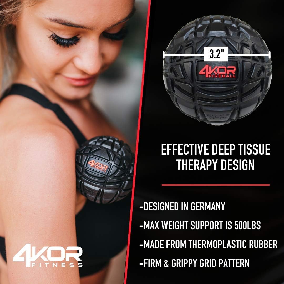 4KOR Massage Balls for Trigger Point Therapy - Myofascial Release Ball - Muscle Relief for Back, Neck, Shoulder, Foot Pain - Fitness Massage Balls for Mobility - Deep Tissue Release Ball