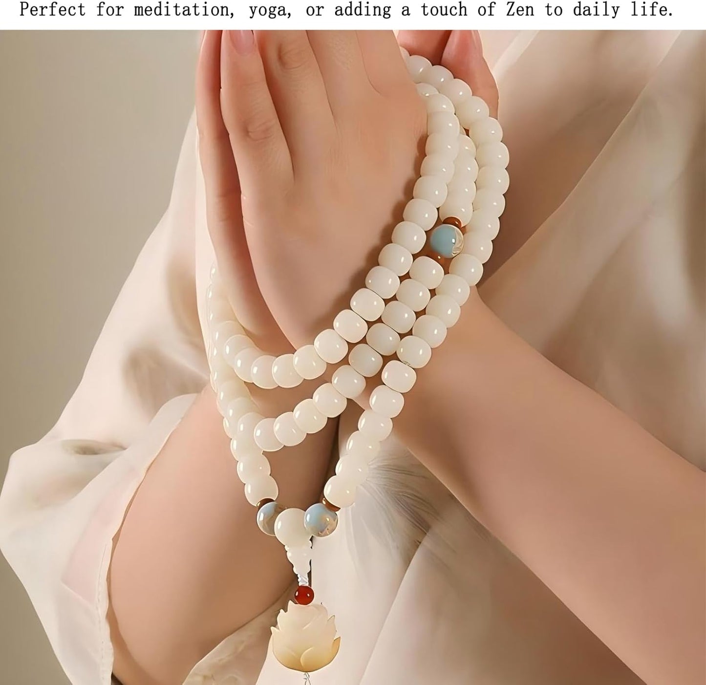 Mala Bead Strand Bracelet, 108 Buddhist Prayer Beads Yoga Meditation Green Malachite Beads Necklace Women man