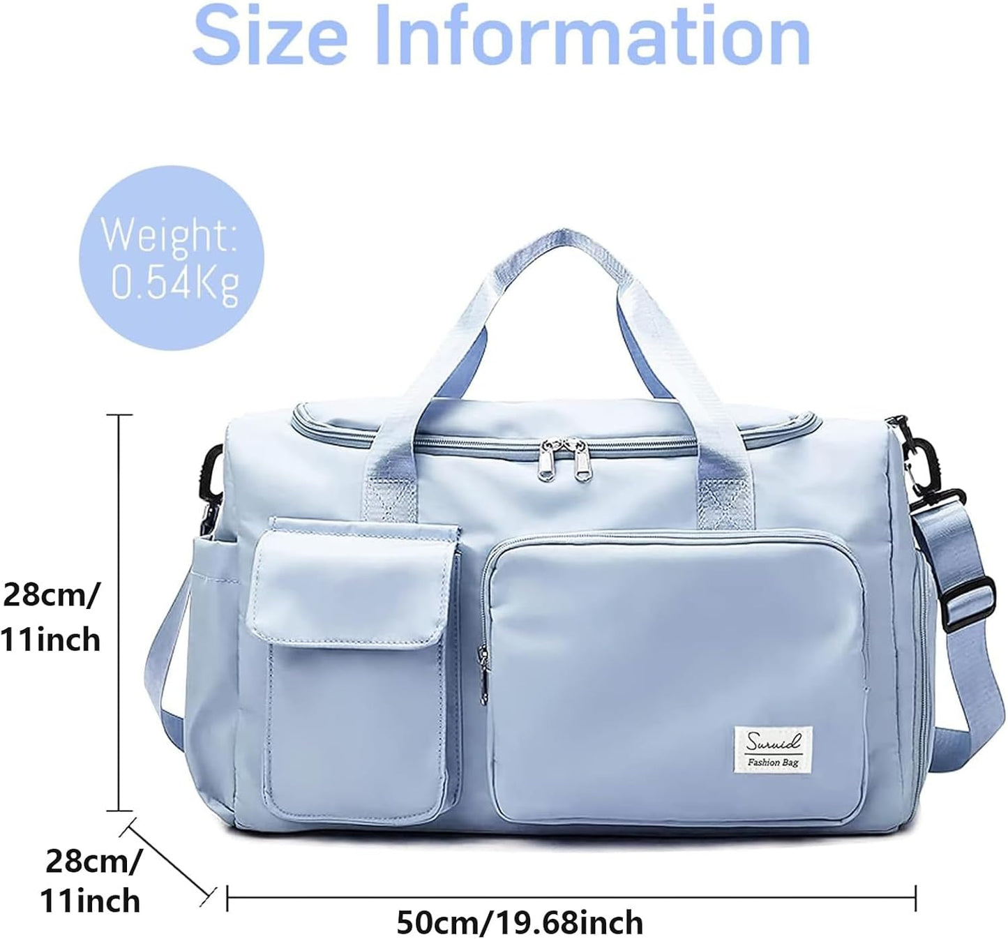 Suruid Travel Yoga Duffel Bag with Shoes Compartment Sports Gym Handbag with Dry Wet Separated Pocket for Training Men and Women, Overnight /Weekender Bag - Pink