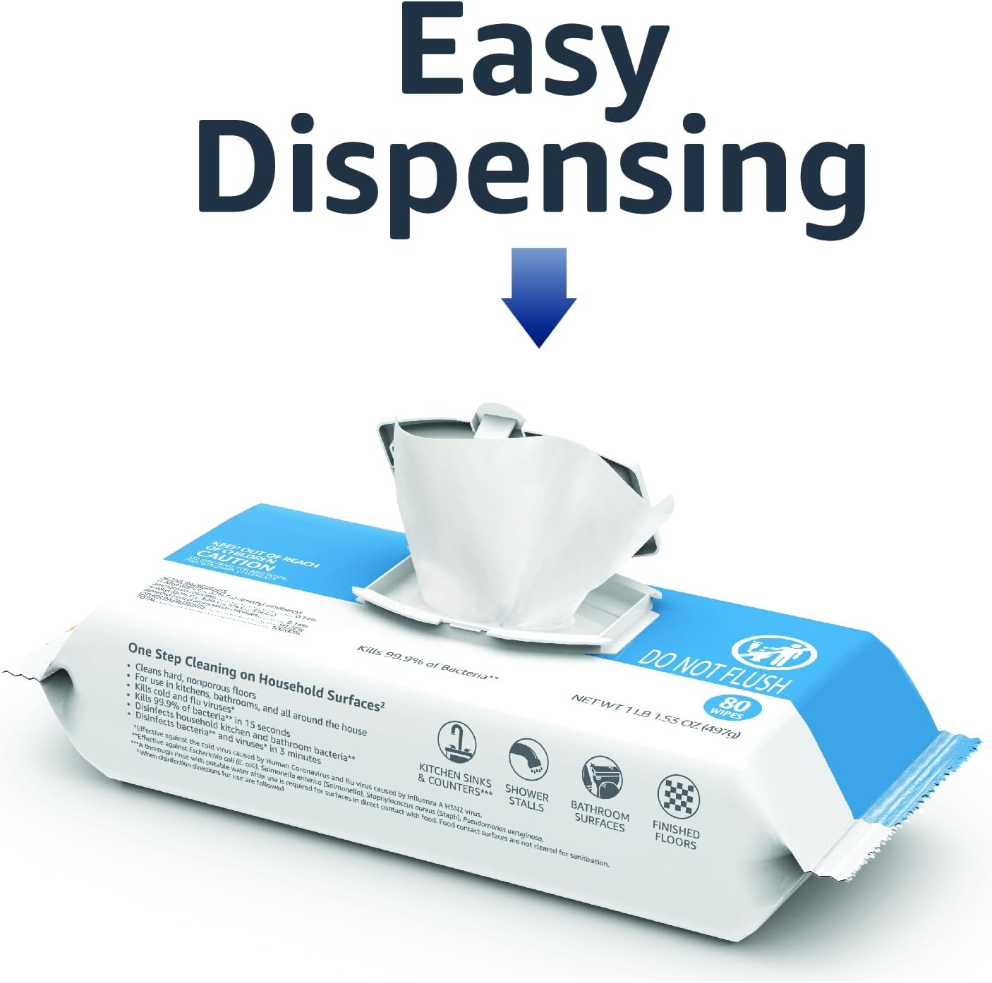 Amazon Basics Disinfecting Wipes, Lemon & Fresh Air Scent, Multi-Surface, Sanitizes/Cleans/Disinfects/Deodorizes, Strong & Convenient, 320 Count (4 Packs of 80)