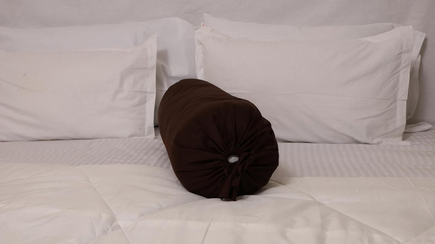 Saffron Quilted Bolster Pillow Cover (Brown, 8" Diameter x24 Long (20 cm x 60 cm))