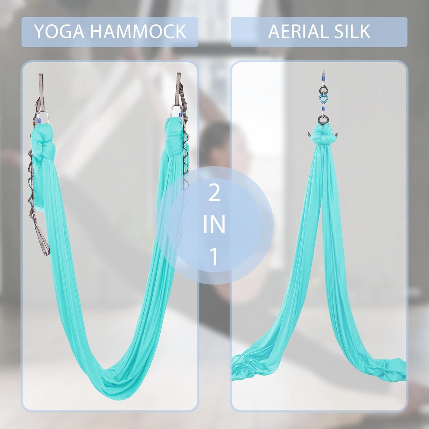 11 Yards Aerial Silks Yoga Swing Set - Aerial Yoga Hammock Kit Anti-Gravity Flying for Fitness, Low/Non Stretch Nylon Tricot Fabric Hardware Included for Dance