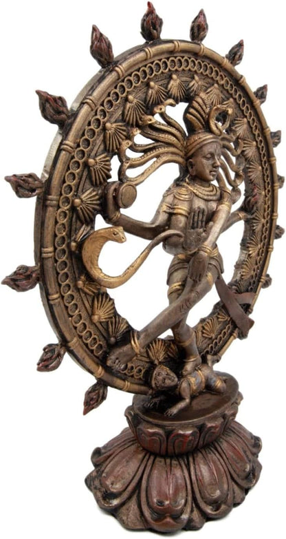 Ebros Gift 9" Tall Hindu Shiva Nataraja by Fire Wheel Statue Lord of The Dance Cosmic Dancer God Statuette Sanskrit Hinduism Supreme Deity Altar Eastern Enlightenment Yoga Figurine