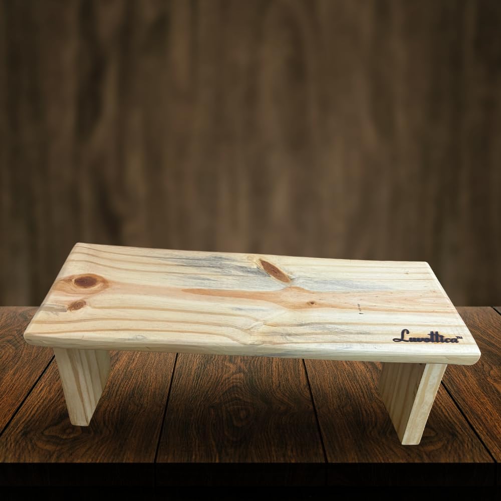 Portable Meditation Stool/Bench with Foldable Legs, Seiza Bench (Natural Pine)