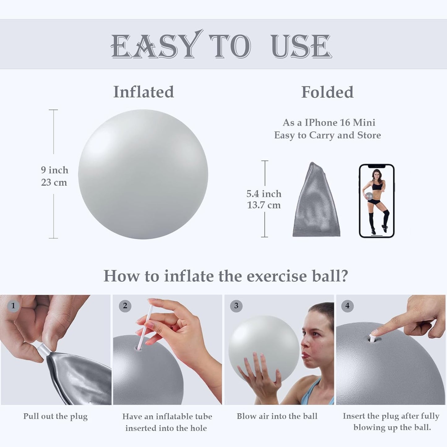 PL-0003 Soft Exercise Ball, Anti-Burst Yoga Ball Chair Supports 2200lbs PL-0003