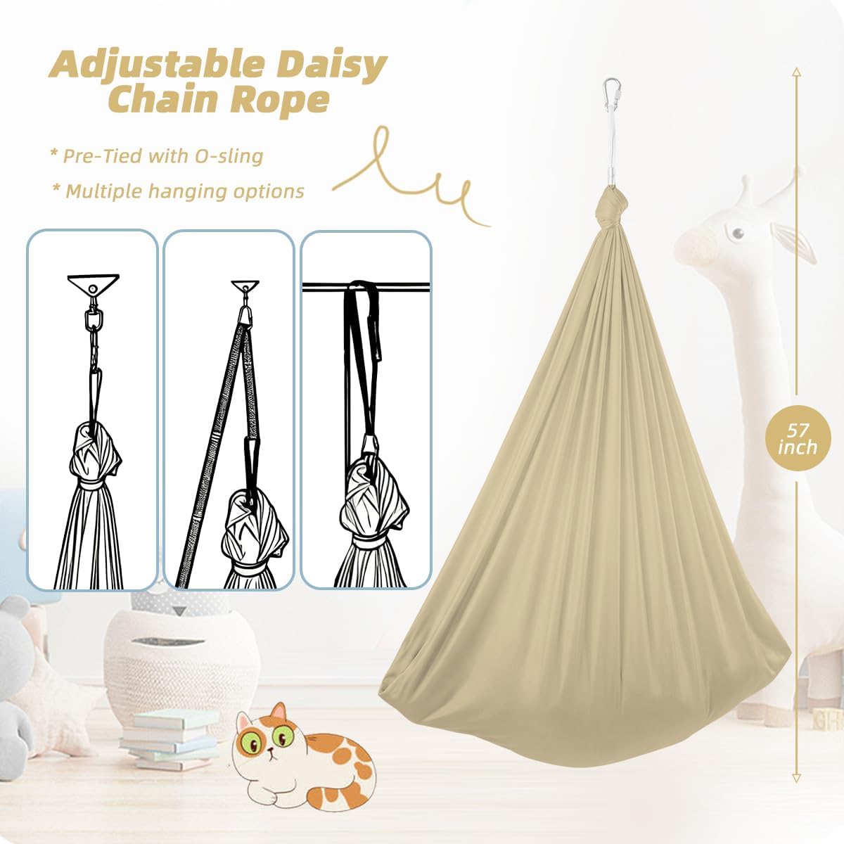 Aokitec Therapy Swing for Kids with Special Needs (Hardware Included) Snuggle Swing Cuddle Hammock Indoor Adjustable Aerial Yoga for Children with Autism, ADHD, Asperger, Sensory Integration