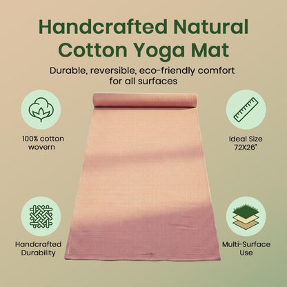 LFH Home Handmade Cotton Yoga Mat Cotton Rug picnic mat For Exercise, Workout, Fitness - Perfect Heavy Quality Eco Friendly Natural Cotton Woven Reversible Yoga Mats for Men & Women - 72x26 Inch.